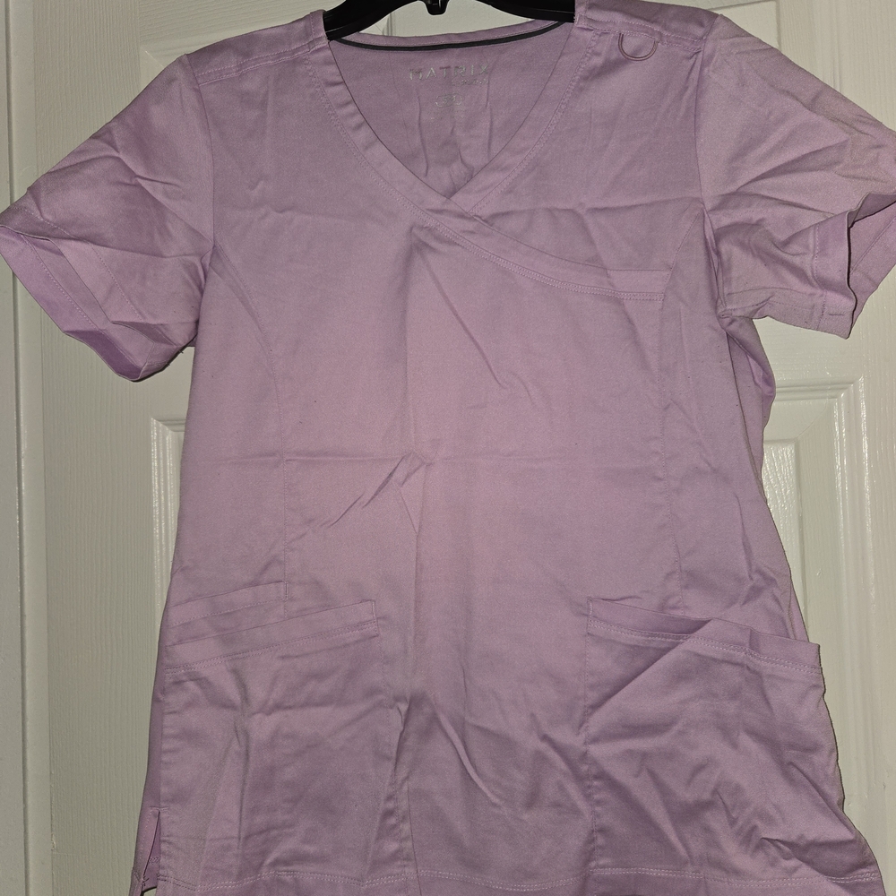 Lavender V-Neck Scrub Top
